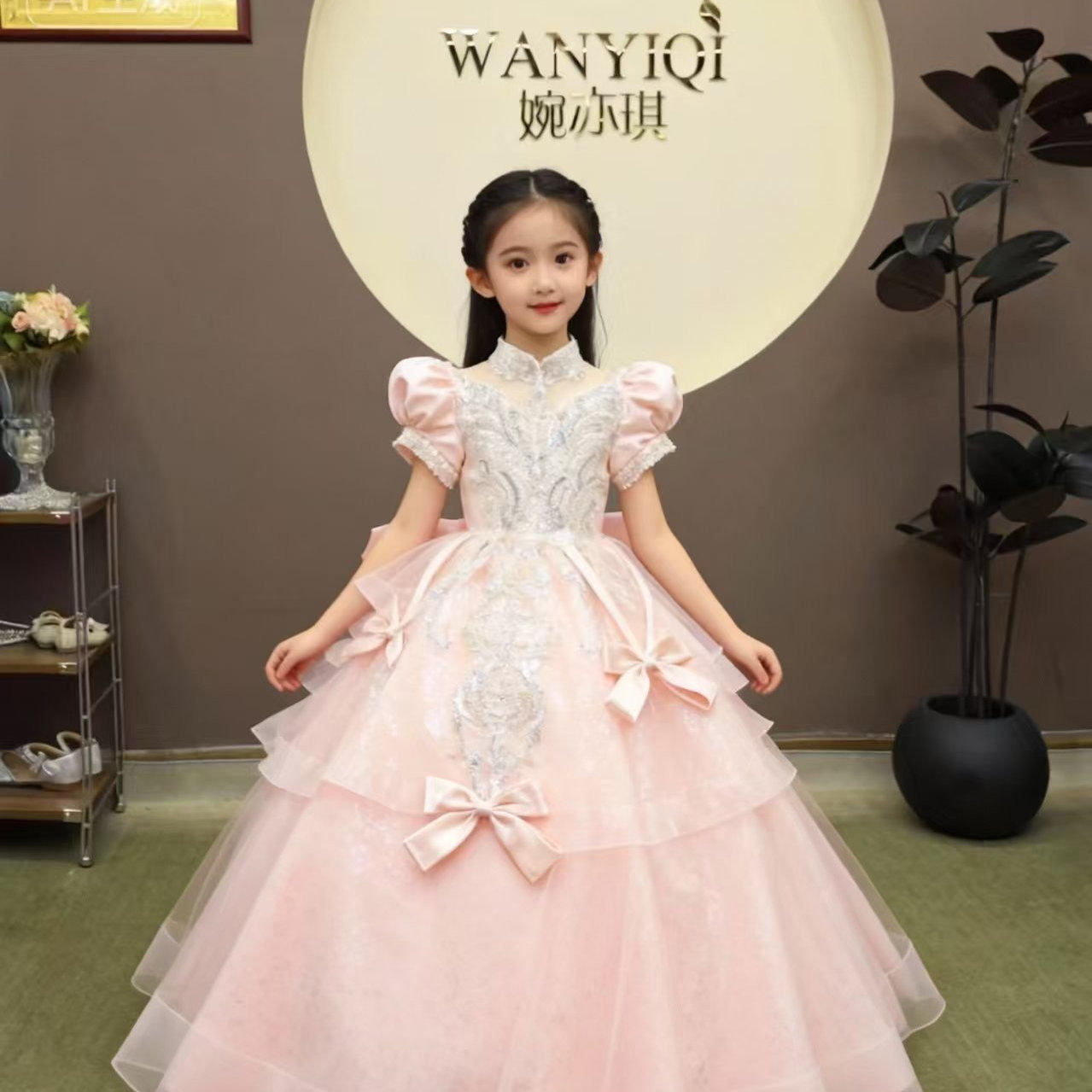 现货中小童橘粉色新款女童礼服主持公主裙生日花童钢琴演出服A14,童装/婴儿装/亲子装,儿童礼服,淘宝优惠券,粉丝福利购,淘宝优惠卷