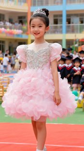 幼儿园毕业典礼小礼服儿童礼服女孩生日公主裙主持人短款小礼服裙
