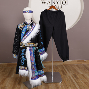 定制快乐演出服钢嘎哈拉黑骏马男童蒙古族藏族民族服《鄂伦春族》