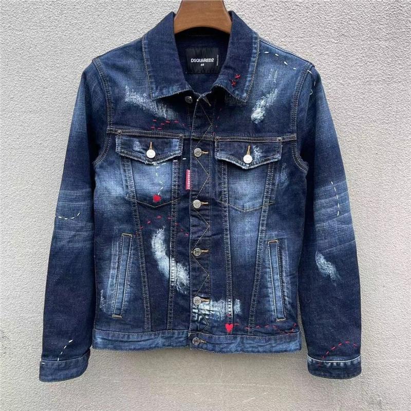 1912春秋季新款D2男装牛仔外套夹克时尚都市泼墨休闲牛仔上衣潮流