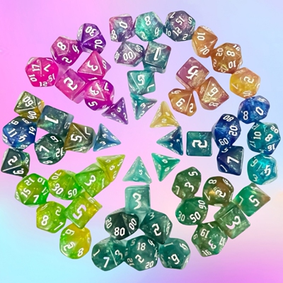 新字体双色变色龙多面骰子数字dice游戏跑团色子4 6 8 10 12 20面