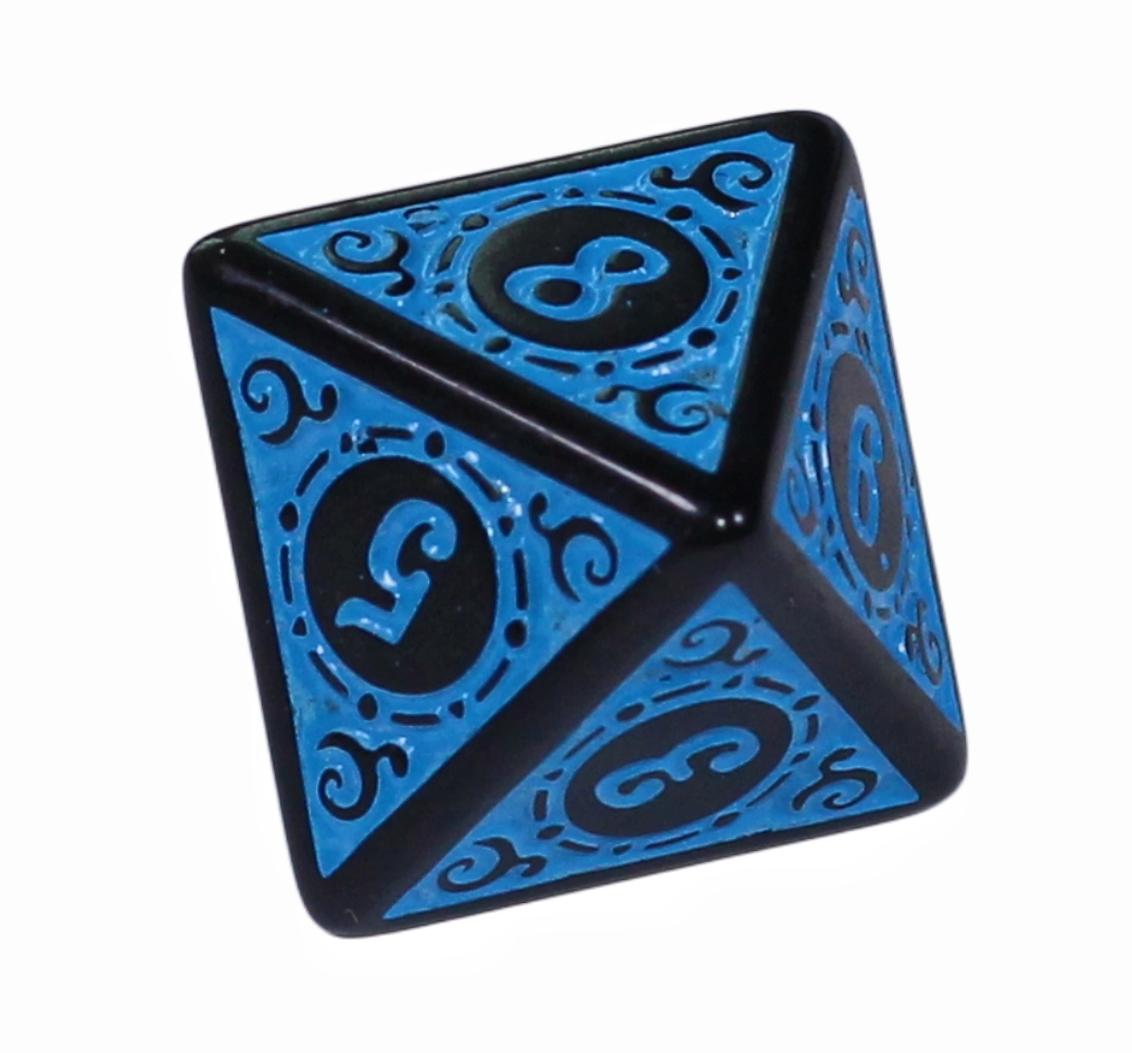 花纹8面骰子多面跑团数字色子