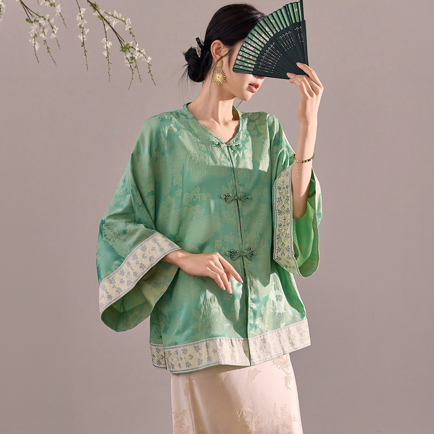 弥蝶【青花鸢】新中式提花薄款汉服外套2026夏季禅意国风气质上衣,女装/女士精品,汉服上装,淘宝优惠券,粉丝福利购,淘宝优惠卷