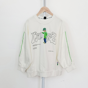 薄款 160圆领长袖 卫衣图案运动休闲风上衣 130