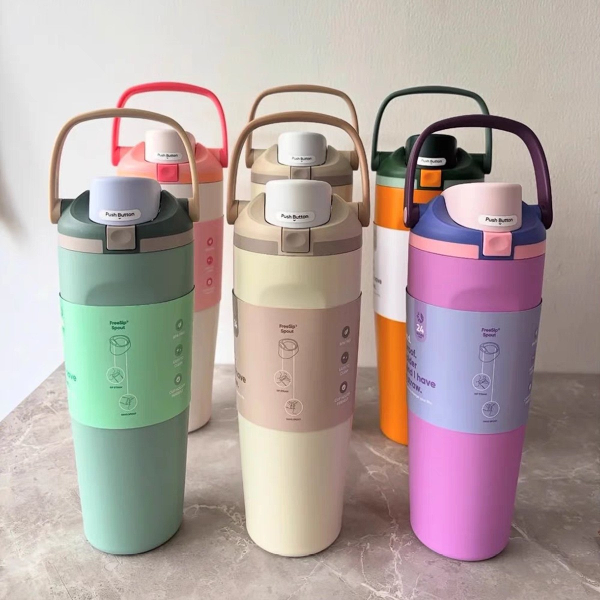 跨境owala同款冰霸杯304不锈钢保温杯提手大容量汽车杯车载