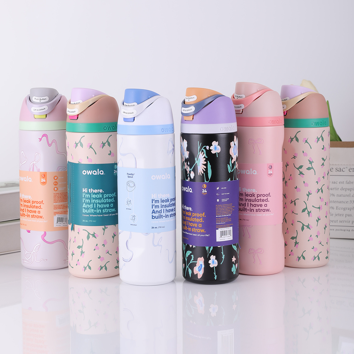 owaLa同款保温杯便携双饮运动吸管水杯大容量304不锈钢真空手提杯