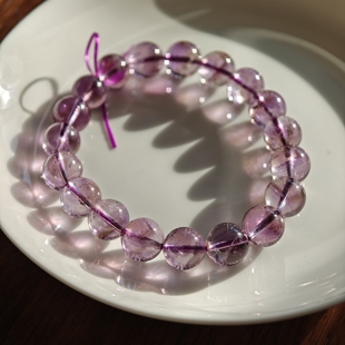 情侣水晶玉石手串转运饰品超值款 天然巴西紫水晶10mm 手链男女款
