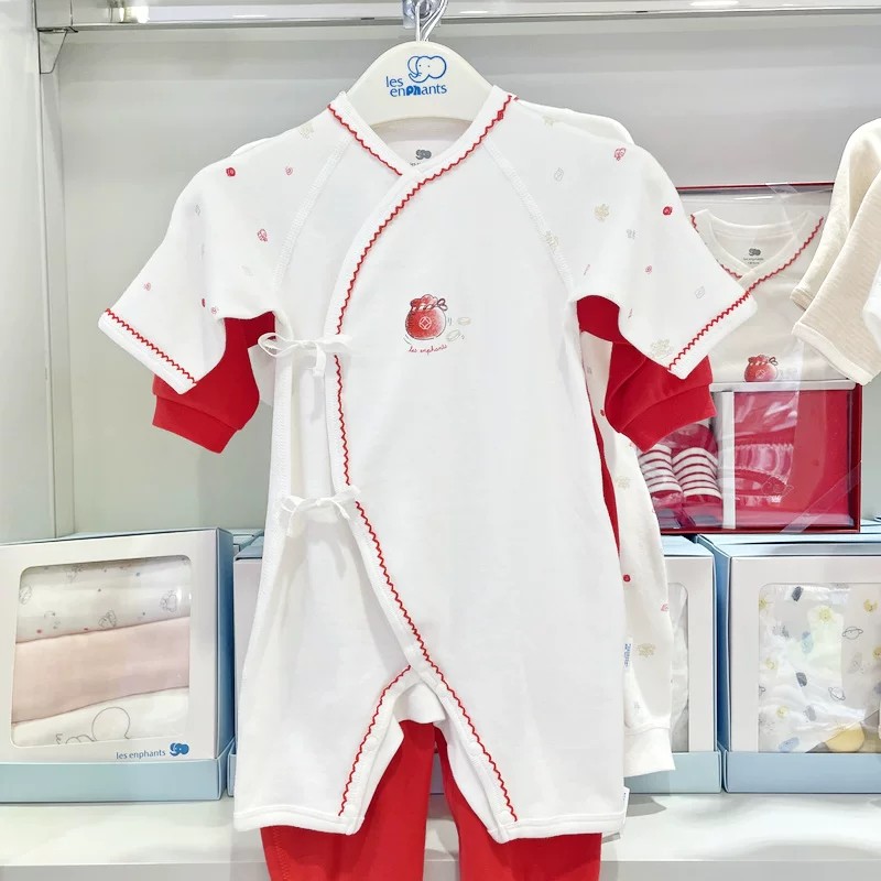 丽婴房专柜正品新款新生婴儿连体衣春秋冬款斜襟爬服秋款系带内衣