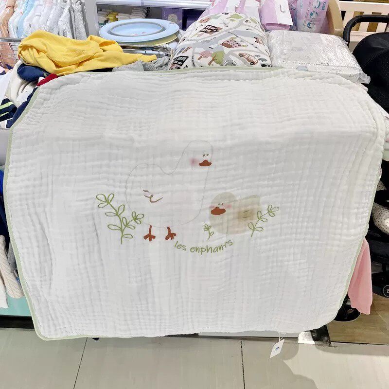 丽婴房正品新款6层皱皱纱儿童宝宝浴巾洗澡巾新生婴儿盖毯空调被