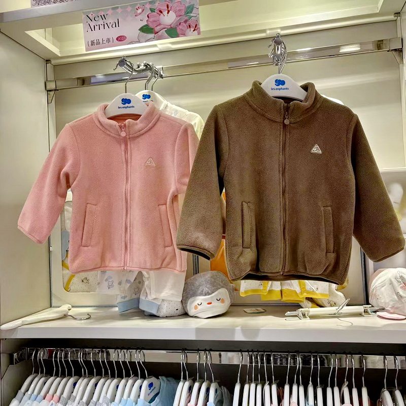 丽婴房商场专柜款正品加绒外套秋冬男女童保暖摇粒绒厚上衣服