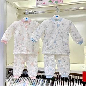 丽婴房童装儿童夹棉保暖衣婴儿保暖套装春秋冬小熊宝宝薄棉家居服