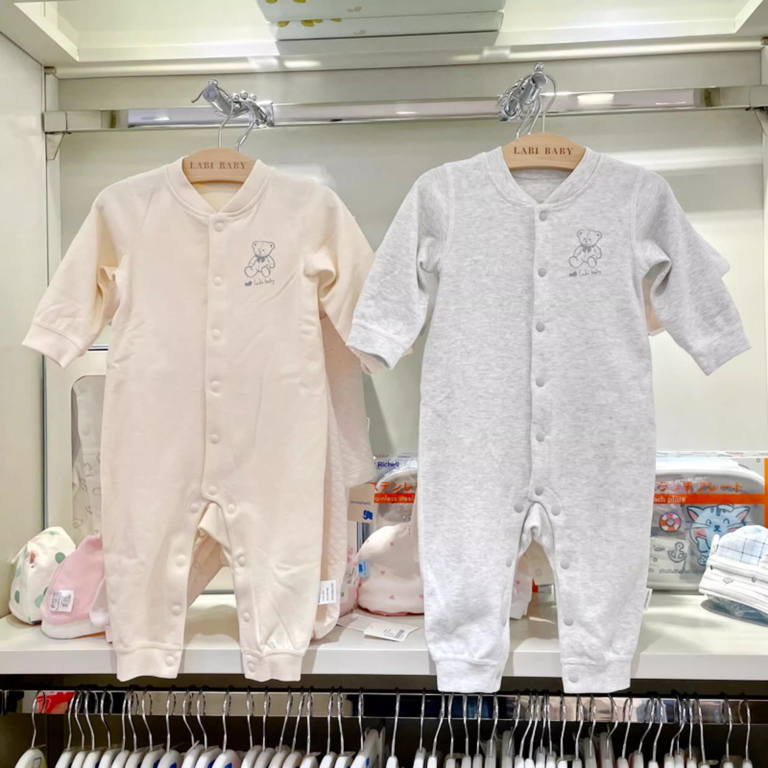 拉比专柜正品暖暖婴儿连体衣春秋冬新生纯棉爬服加厚贴身内衣睡衣