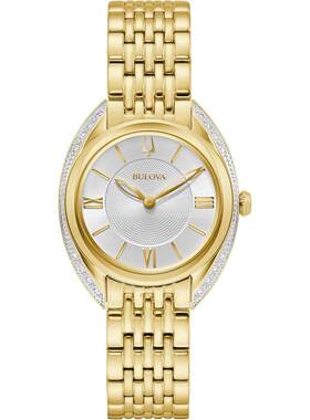 海外代购BULOVA/宝路华女士手表欧美腕表镶钻蓝宝石玻璃不锈钢