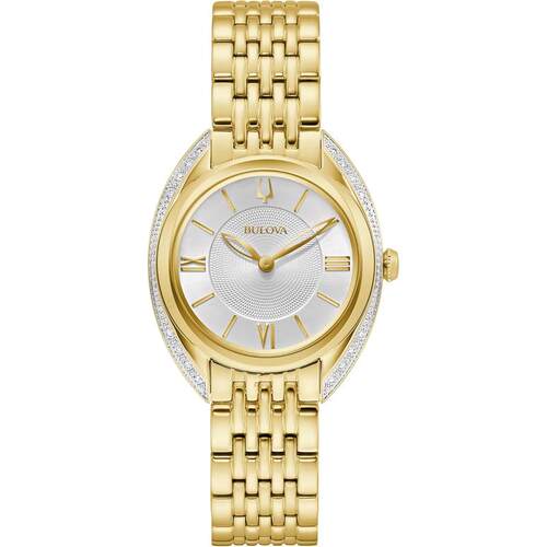 海外代购BULOVA/宝路华女士手表欧美腕表镶钻蓝宝石玻璃不锈钢