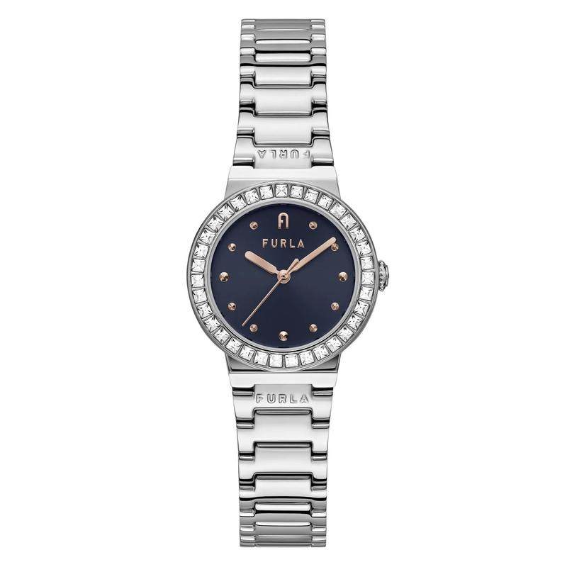 代购FURLA芙拉男士腕表计时夜光日期防磁钢带镶钻防水金属商务
