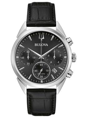 代购BULOVA宝路华男士腕表计时日期防水夜光皮带钢壳黑色