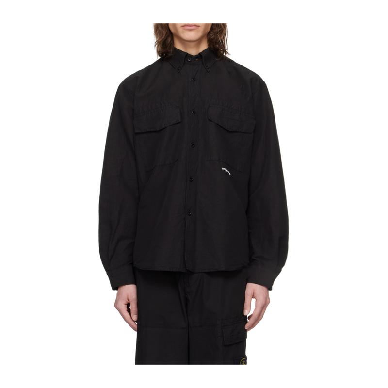 STONE ISLAND翻领长袖衬衫男纽扣前襟徽标雕花轻便舒适