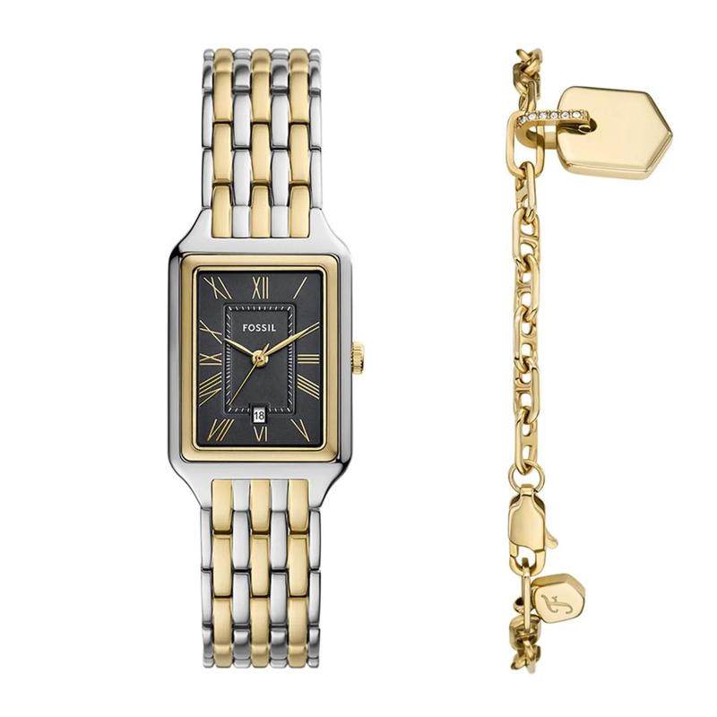 代购Fossil化石女士腕表日期夜光石英计时双色钢带防水金属商务