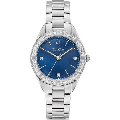 日本代购BULOVA/宝路华女士手表欧美腕表镶钻表圈珍珠母贝表盘