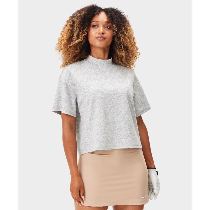 代购MACADE女士高尔夫T恤透气舒适活动自如日常穿搭轻便易穿灰白