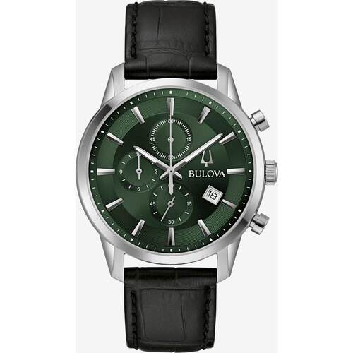 海外代购BULOVA/宝路华男士石英腕表日历显示三眼计时皮带
