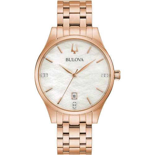 海外代购BULOVA/宝路华女士手表欧美腕表日历显示镶钻刻度不锈钢