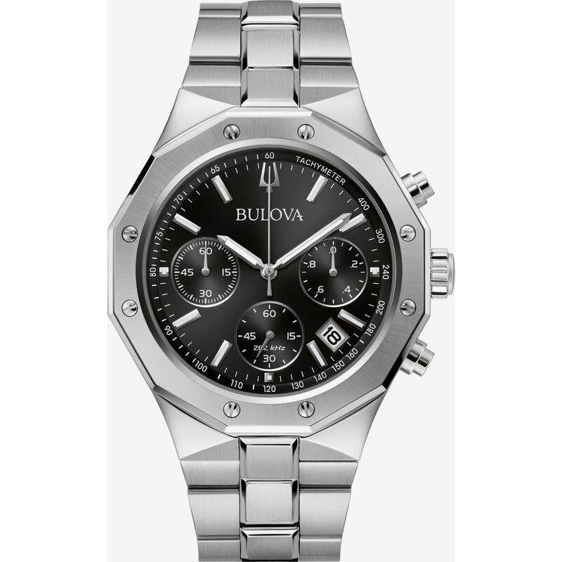 海外代购BULOVA/宝路华男士腕表计时码表日历显示钢带黑色表盘