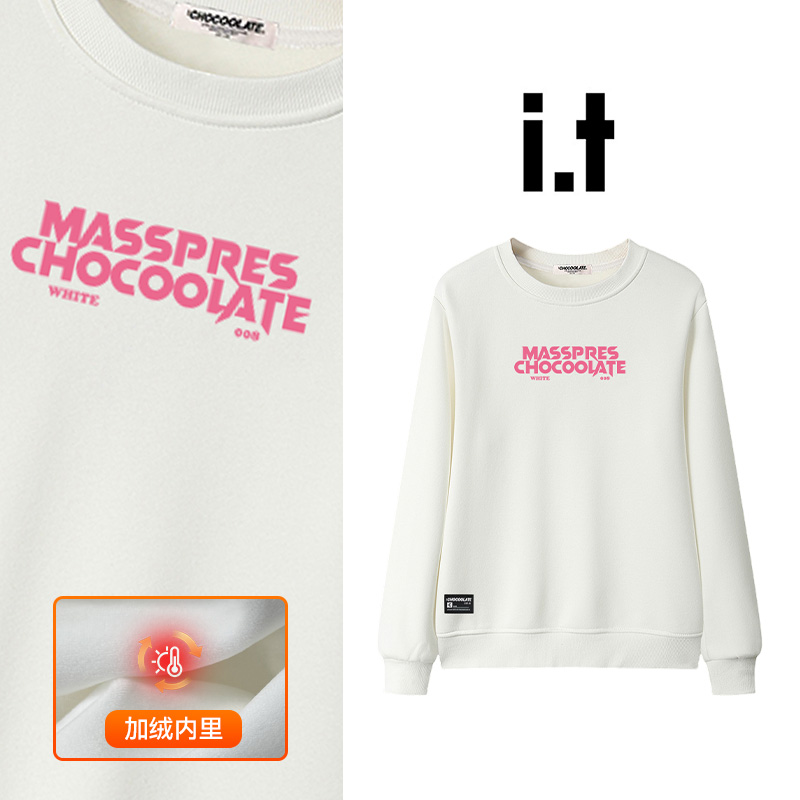 it:CHOCOOLATE重磅新款加绒卫衣时尚印花长袖休闲百搭圆领上衣男