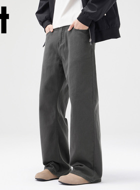 it:CHOCOOLATE男士黑色微喇牛仔裤2025款冬季美式复古宽松直筒裤