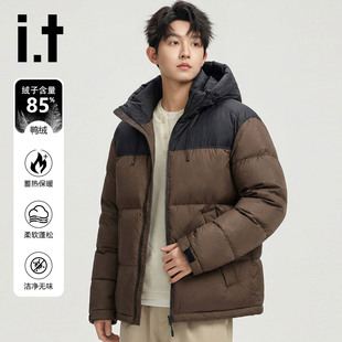 it:CHOCOOLATE羽绒服男士短款拼接面包服冬季新款加厚防保暖外套