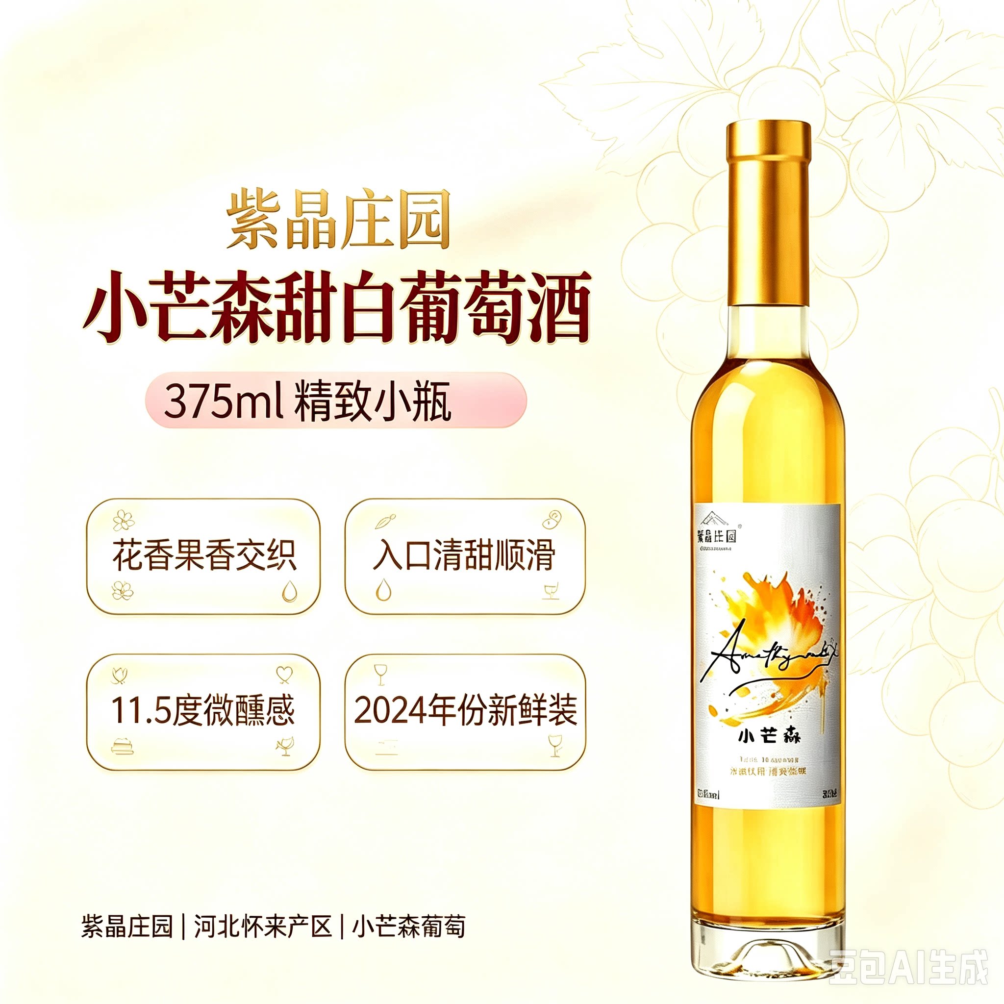 【年度大金奖*爆火小众】紫晶庄园小芒森甜白葡萄酒2024