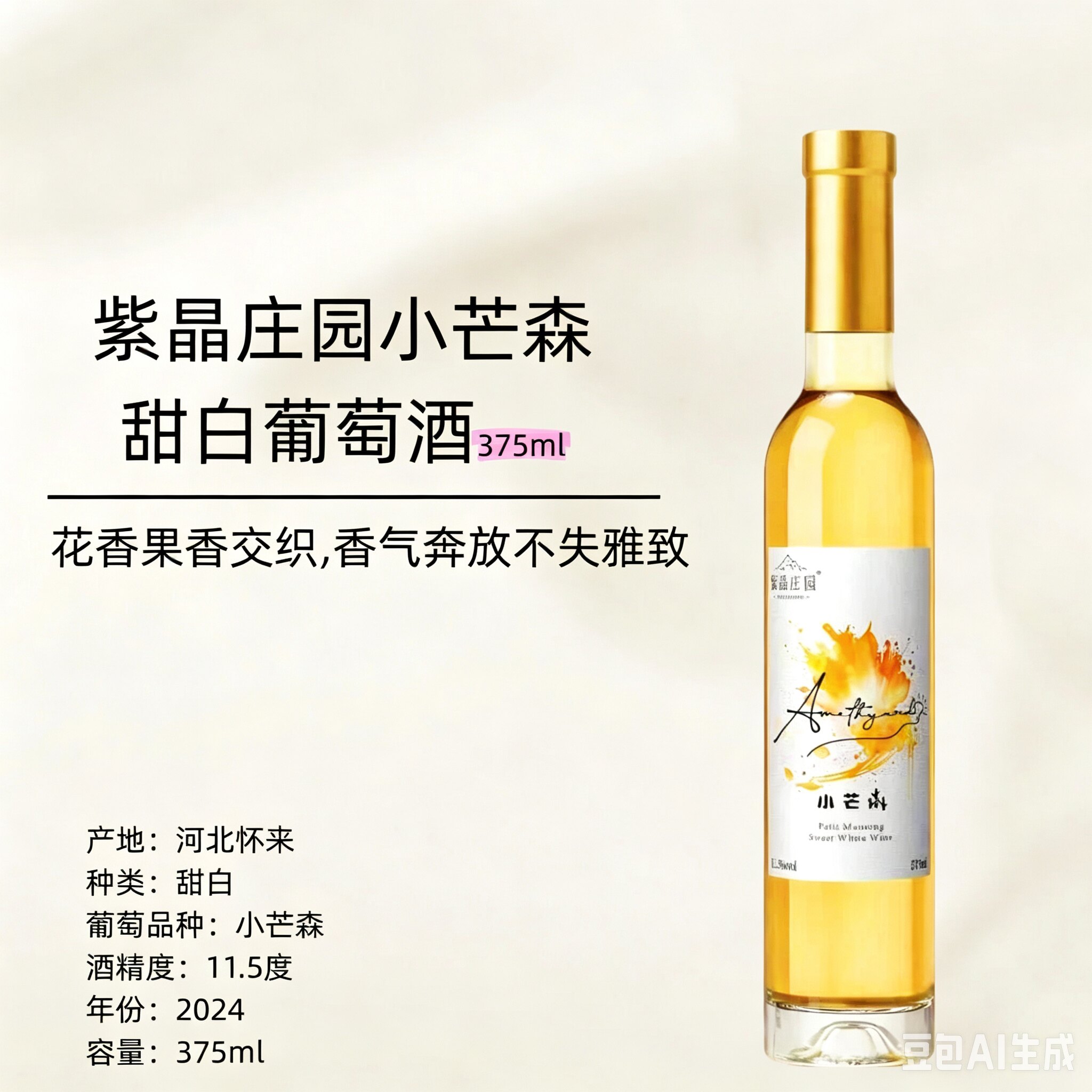 【年度大金奖*爆火小众】紫晶庄园小芒森甜白葡萄酒2024