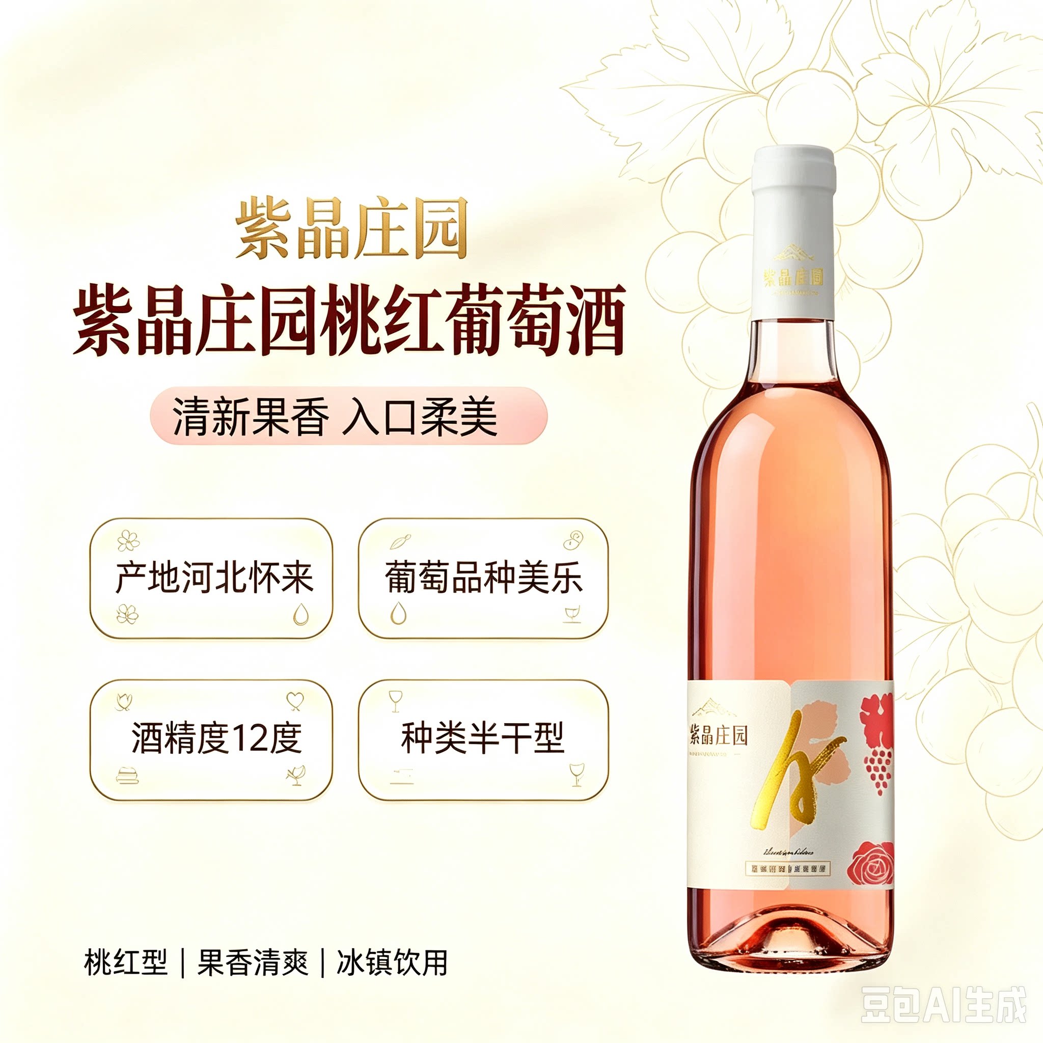 紫晶庄园半干美乐桃红清新爽脆