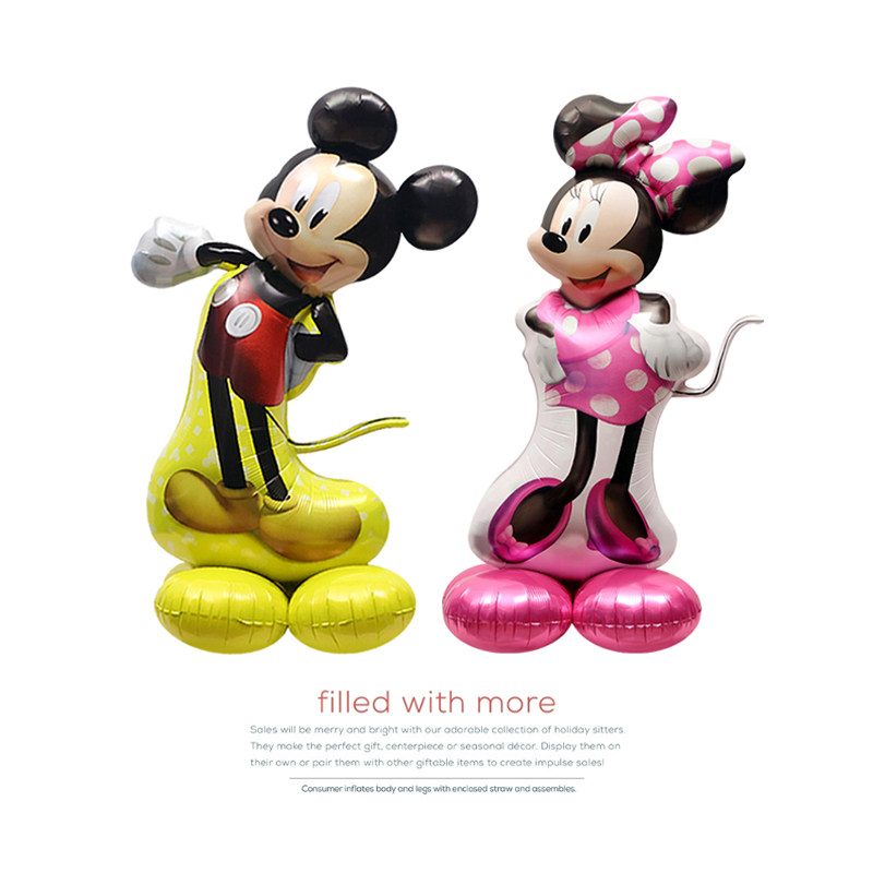 派对装饰布置道具拍照玩具汽球4d立体站立米奇米妮卡通铝膜大气球
