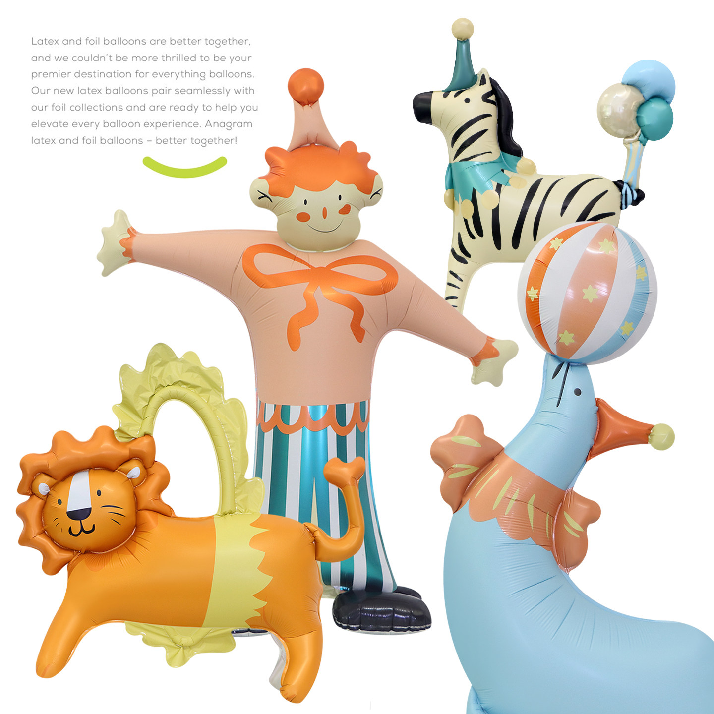 生日装饰拍照道具玩具汽球立体站立游乐园小丑马戏团动物卡通气球