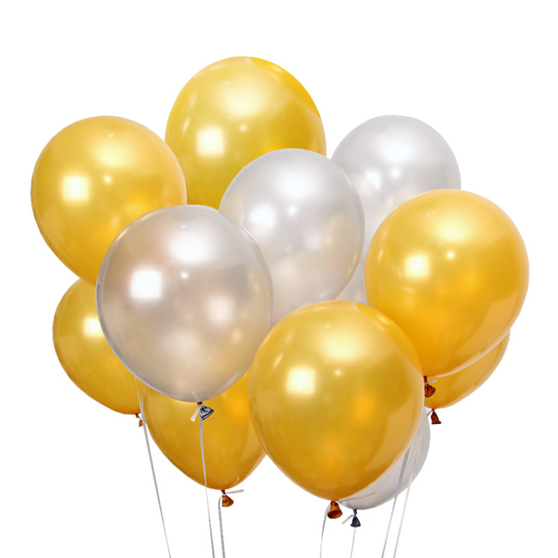 婚礼生日布置装饰气球十寸圆形金色乳胶气球银色气球圆形金色气球