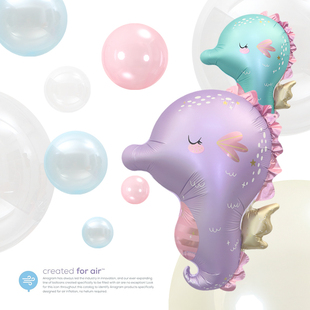 生日派对装饰拍照道具玩具汽球亚光可爱小海马海洋动物卡通大气球