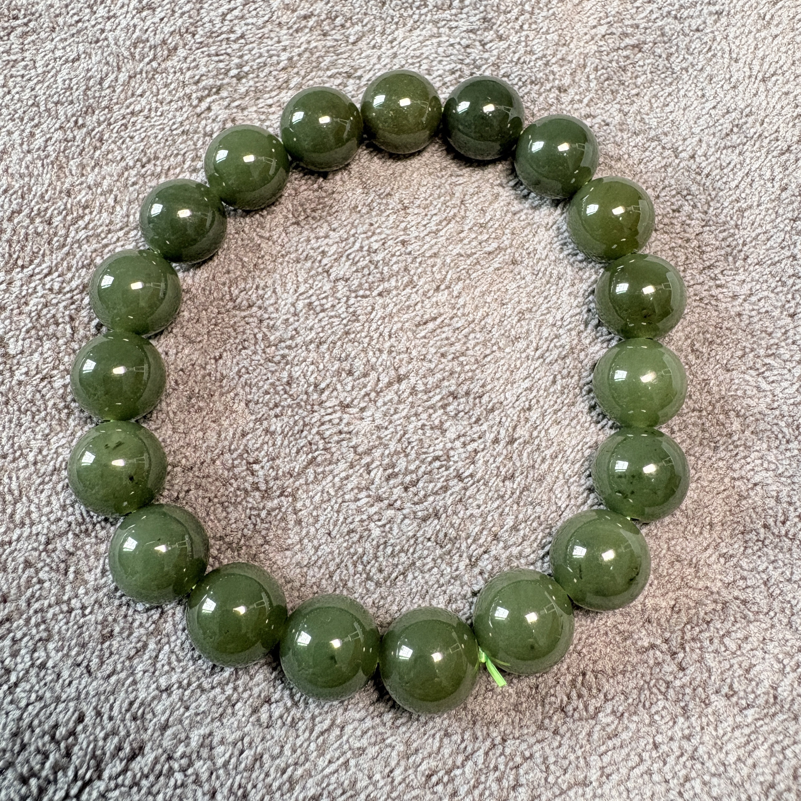 新疆天然和田玉深湖水绿圆珠单圈手串时尚百搭显白卡10