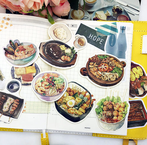 日式美食物手帐本贴纸素材包 套装日记装饰可爱插画 ins日常生活