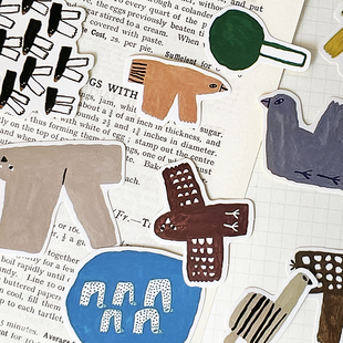 饰简洁ins风 简笔插画日系动物装 可爱搞怪傻鸟手帐贴纸素材包 套装