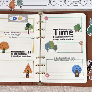 春日小树盐系简笔手帐本贴纸包 饰 童趣植物花朵ins相册笔记小装