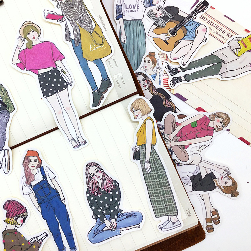 台湾小姐姐手帐本贴纸日常女孩