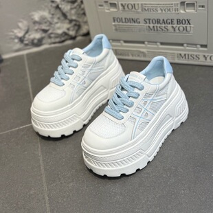 欧货厚底网面透气轻便松糕女鞋2026春季新款增高潮流时尚休闲鞋女