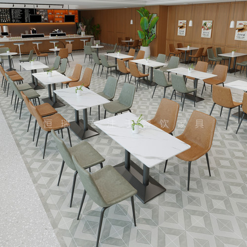 商用员工食堂饭店岩板餐桌椅组合