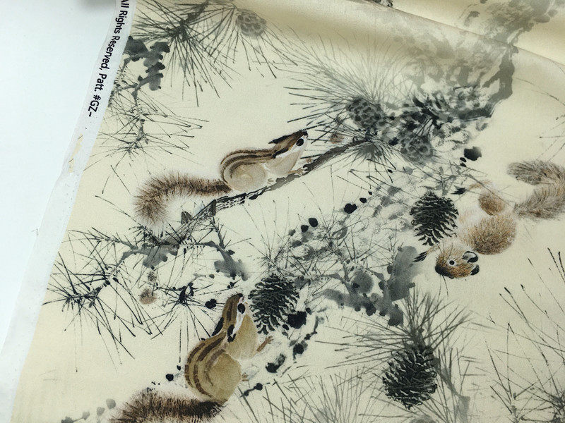 国画风松鼠戏松果数码印花全棉布 diy手工旗袍口金包拼布壁画抱枕使用感如何?