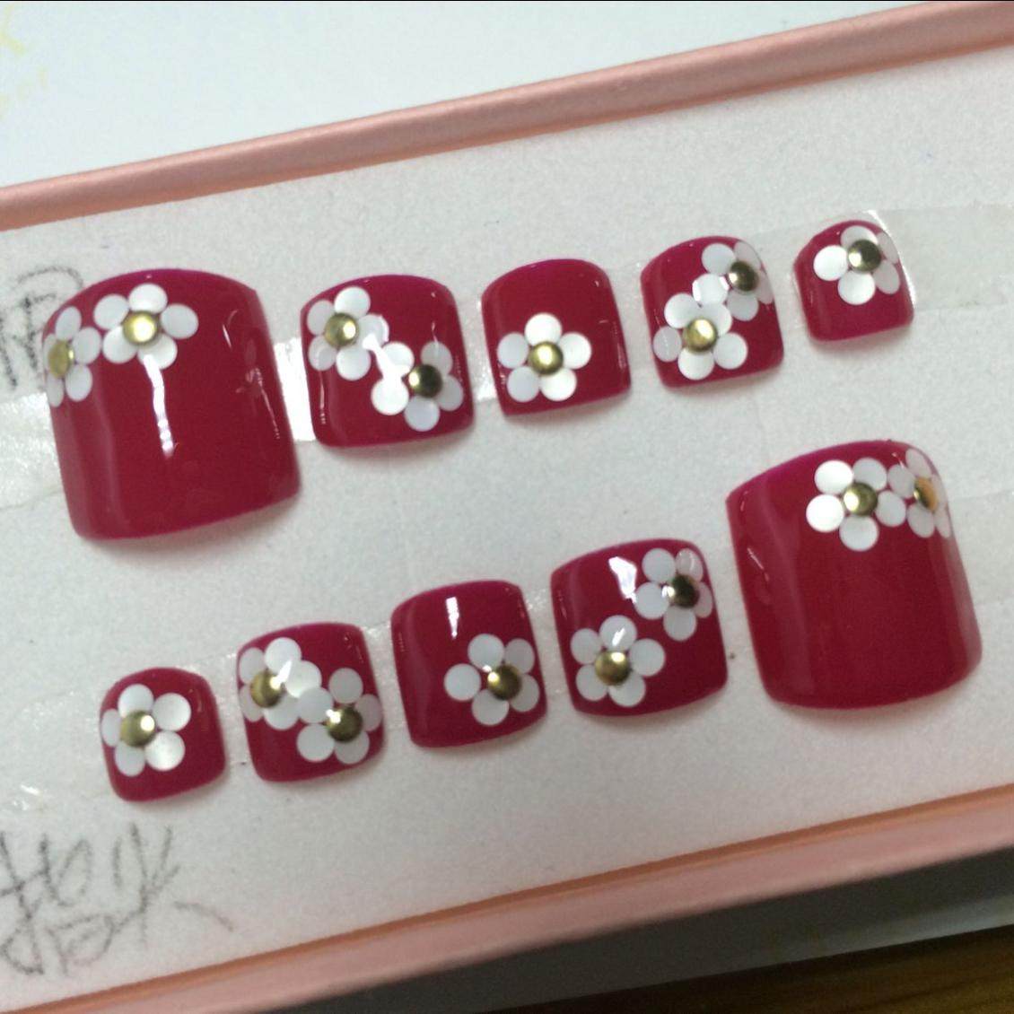 小清新高贵显手白手工定制光疗可爱甲片定做脚趾甲假指甲贴片包邮