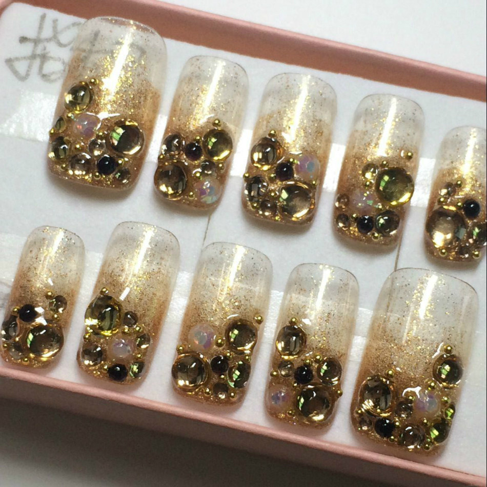 贴片手工定制成品美甲假指甲贴钻