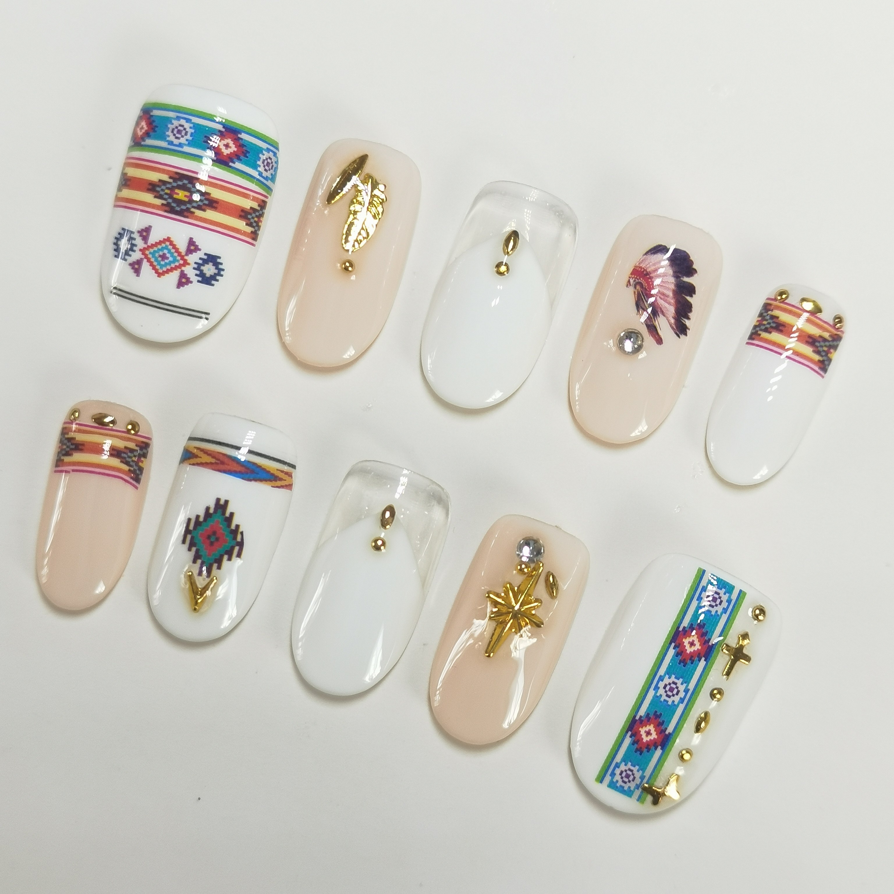 手工穿戴甲美甲成品甲片白色定做