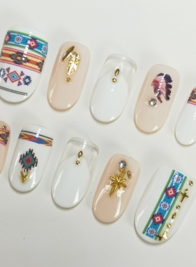 小红书穿戴甲夏日手工定制柳丁美甲贴片贴画美甲甲片成品现做新款