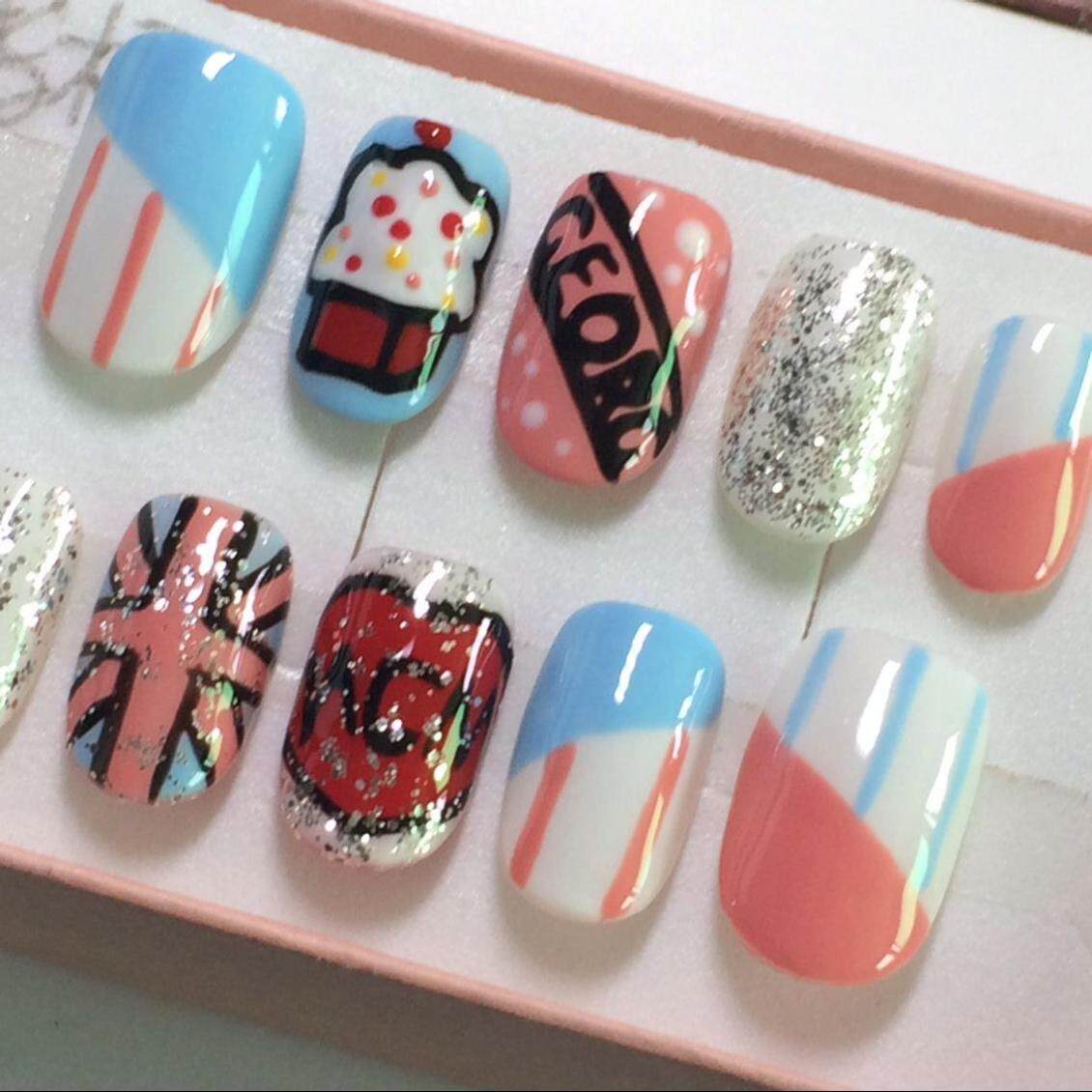 小清新穿戴可爱甲片手工定制光疗可爱甲片定制做假指甲贴片包邮